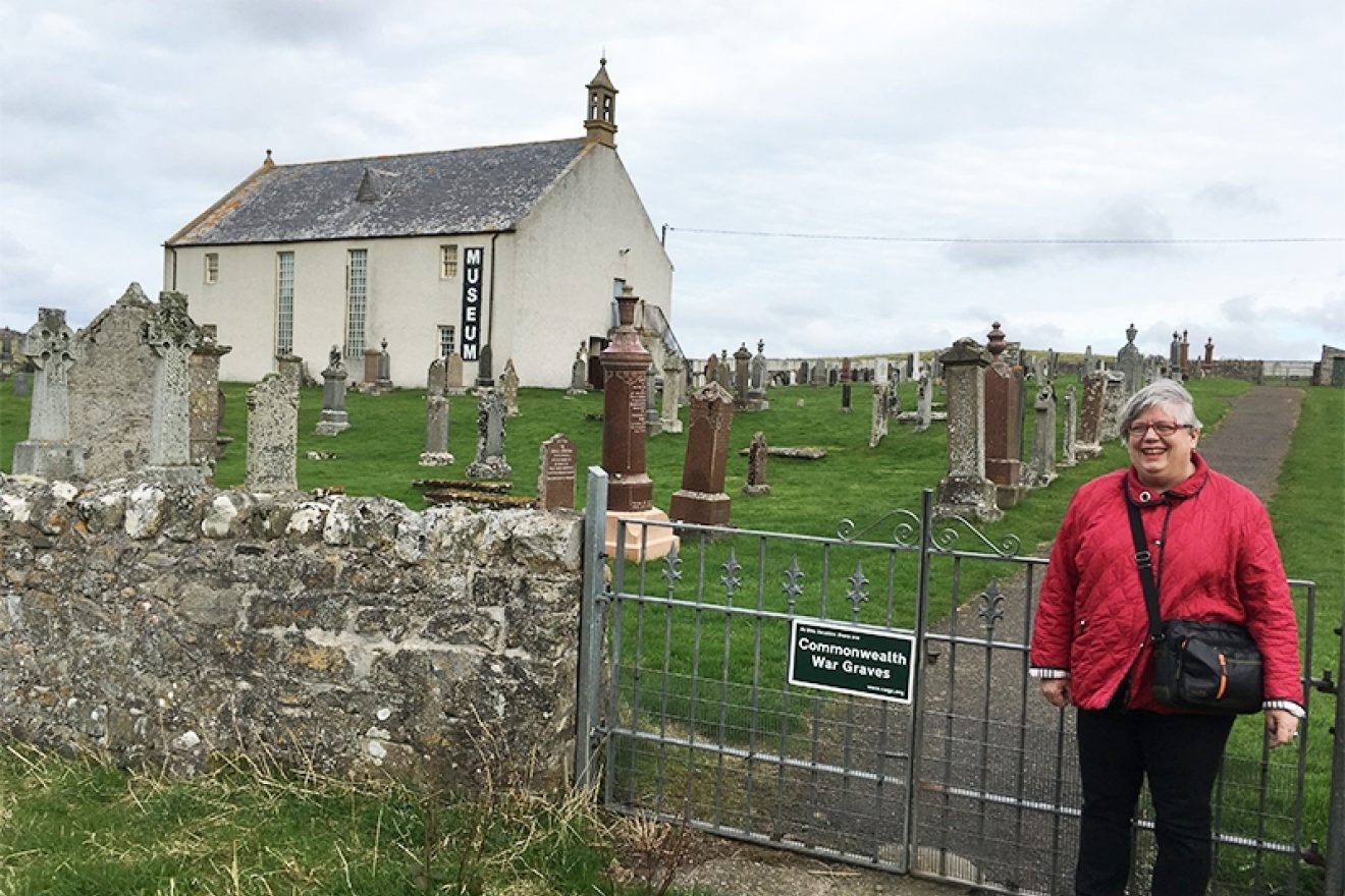 Leigh Mackay at the Bettyhill cemetery and museum