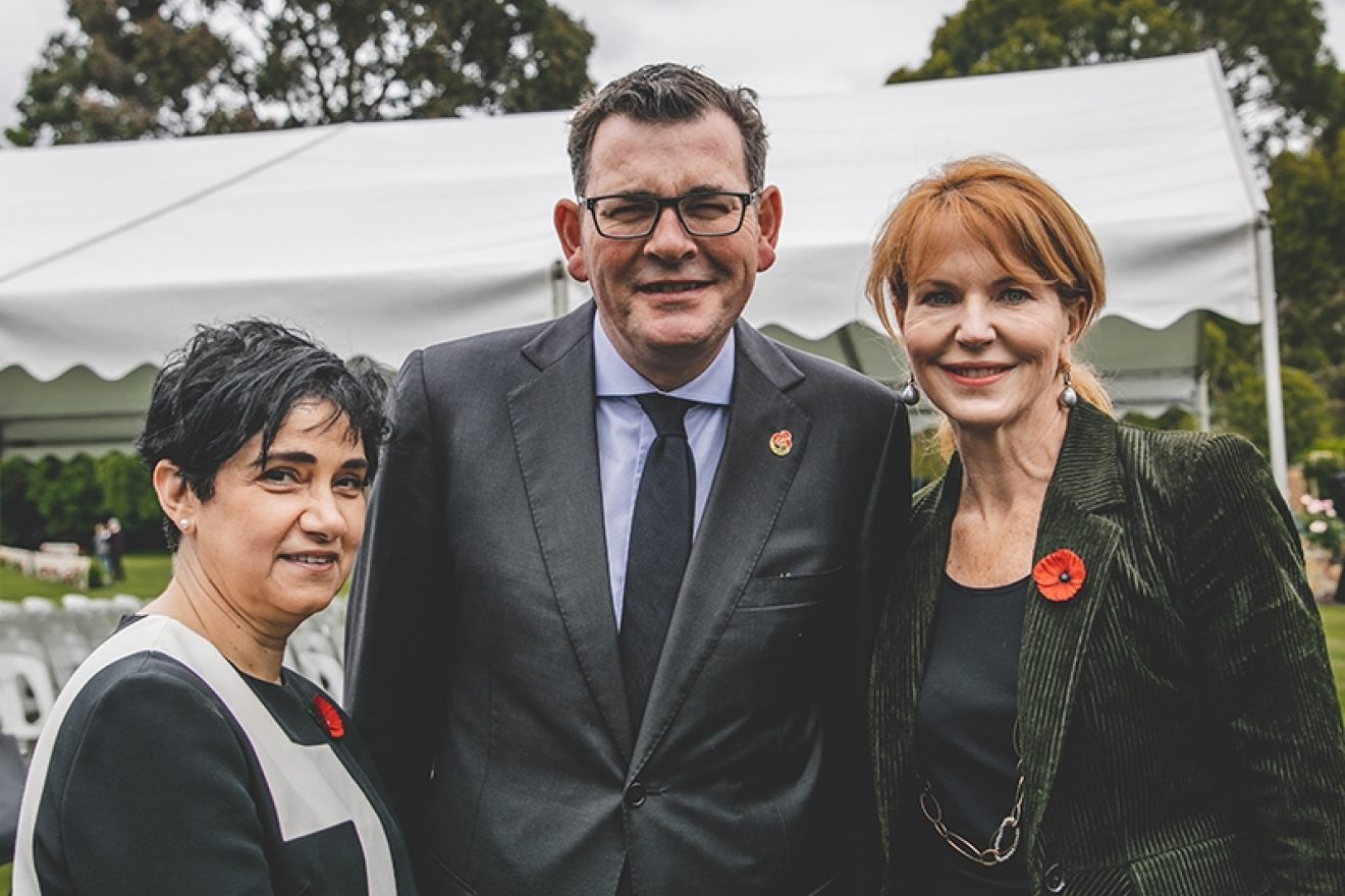 Dr Vanda Fortunato - SMCT Chairman, Premier Daniel Andrews and Jane Grover - SMCT CEO