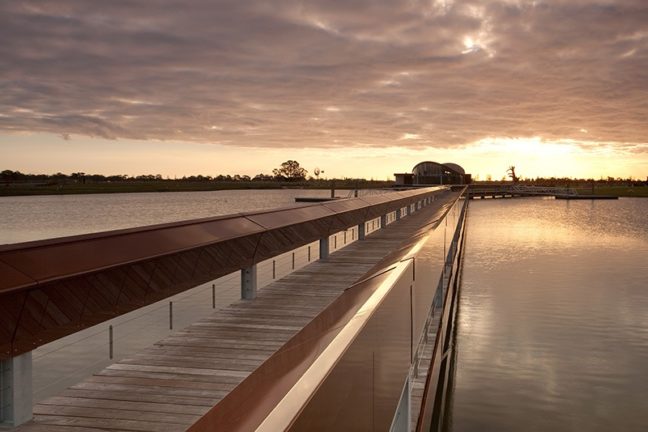A view of The Crossing at Bunurong Memorial Park, a unique lakeside memorial setting
