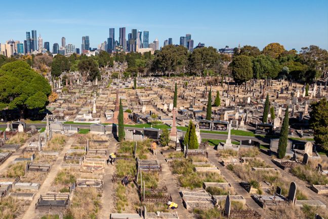 Melbourne General Cemetery view to the City