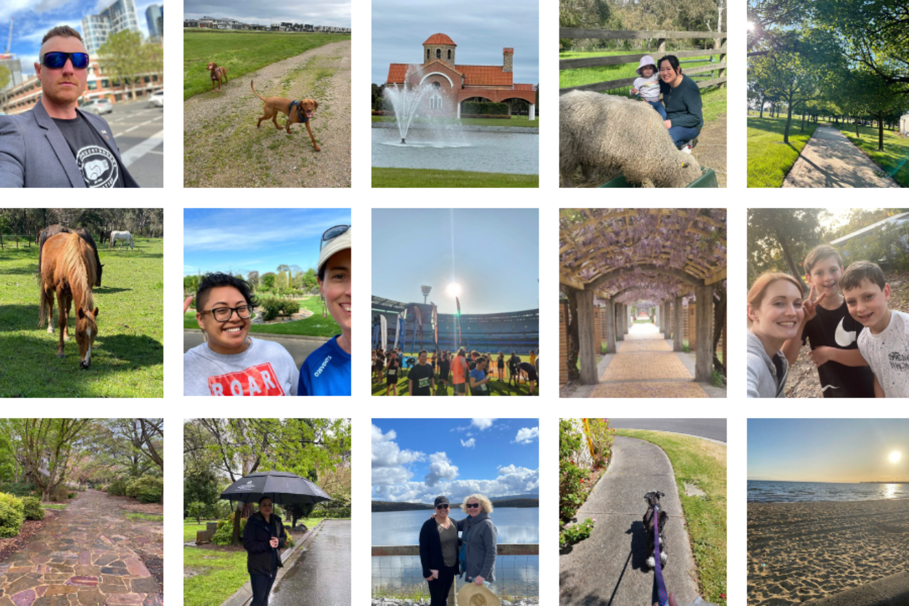 A composite image of photographs taken by SMCT staff during the 'Walk for Wellbeing' walkathon initiative