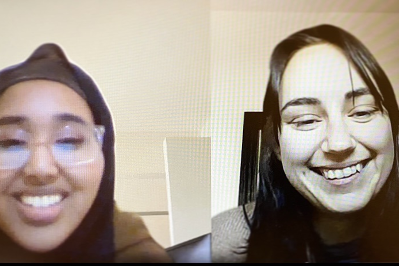 saredo and madison smiling during video call